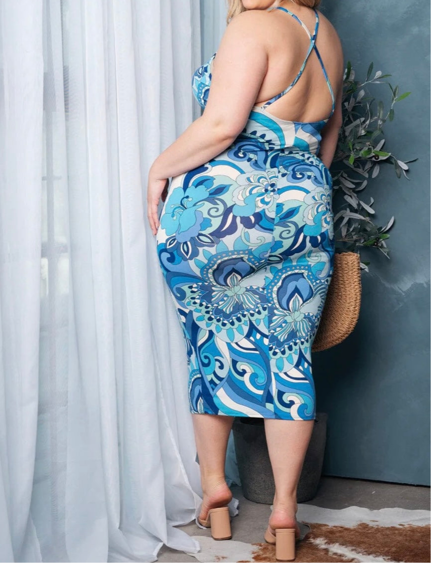Plus size cross back spaghetti Dress