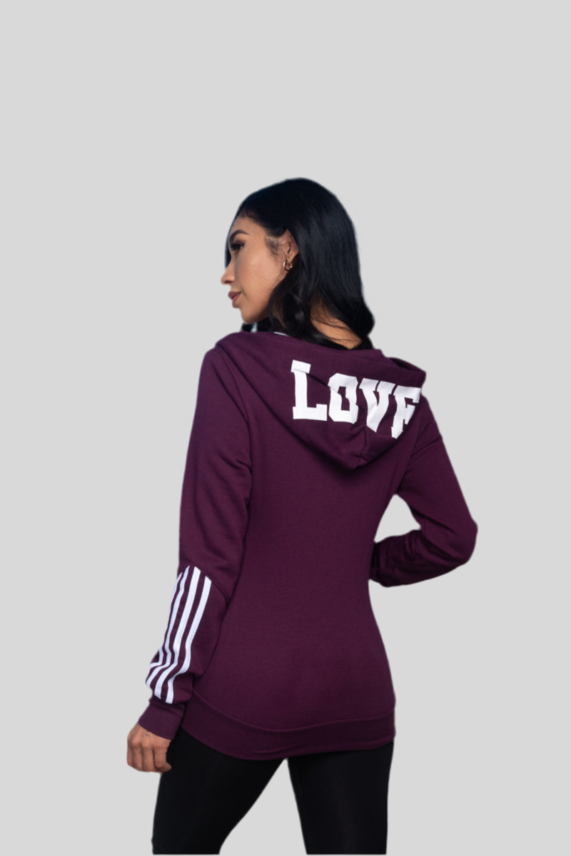 LOVE" Soft Zip Front Hooded Sweatshirt
