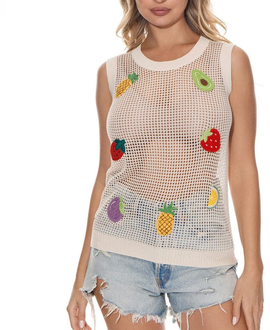 Fruit graphic knit tank top