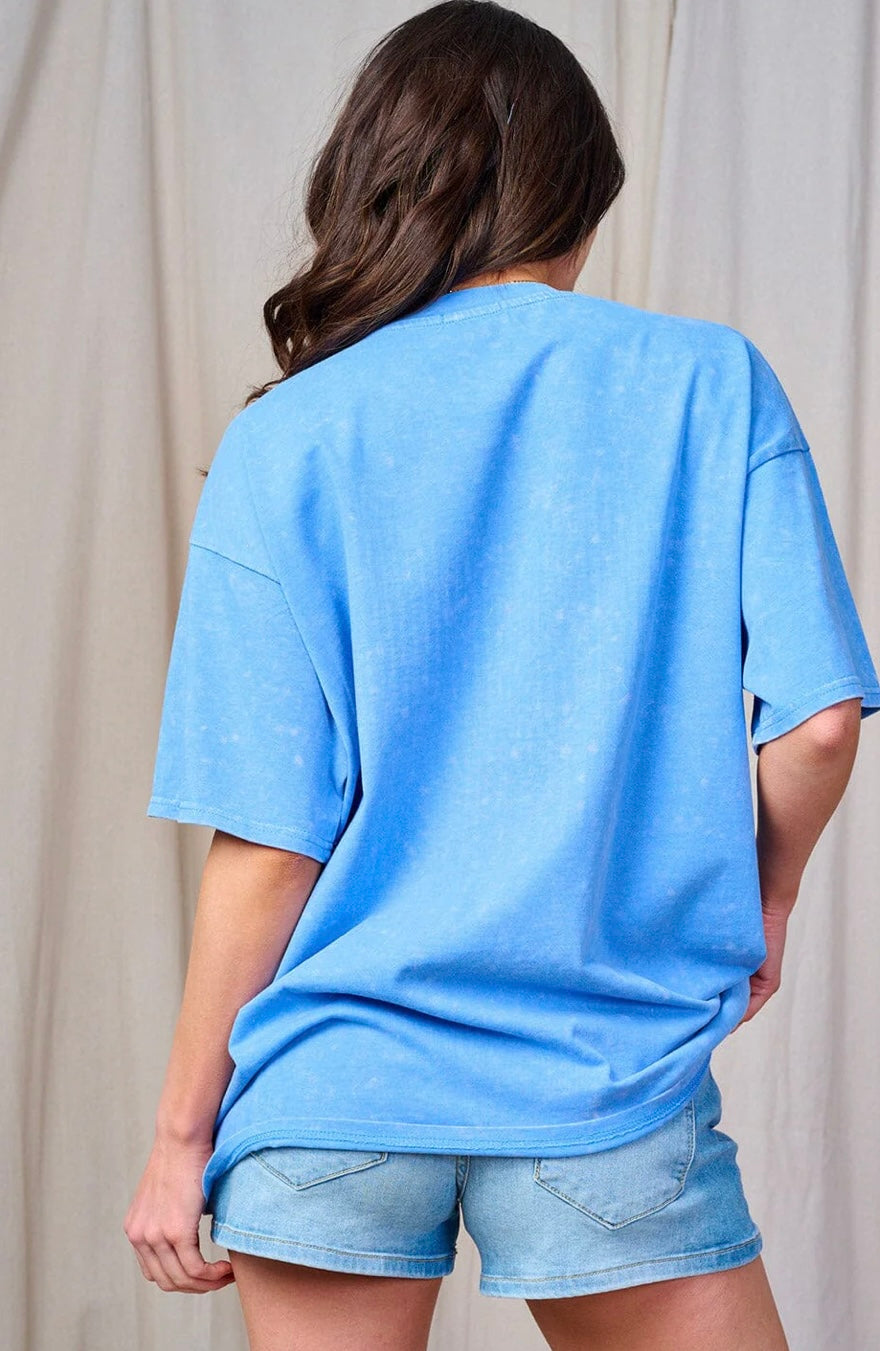 Oversized acid wash Rhinestone T Shirt