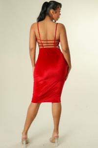 PATTERN BACK CROSS STRAP VELVET DRESS
SPAGHETTI STRAP