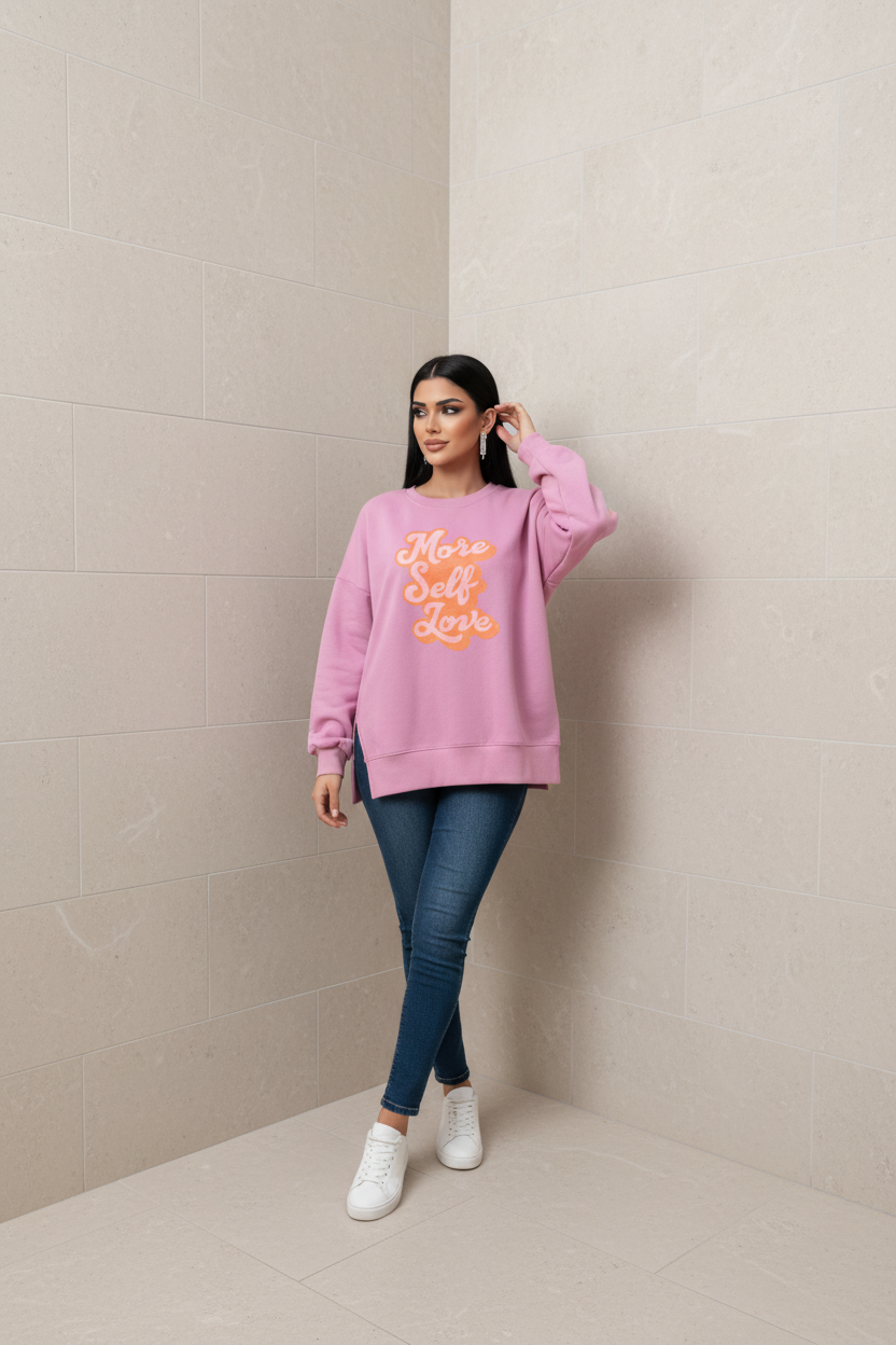 WOMEN'S LONG SLEEVE EMBROIDERY GRAPHIC DETAILED SWEATER