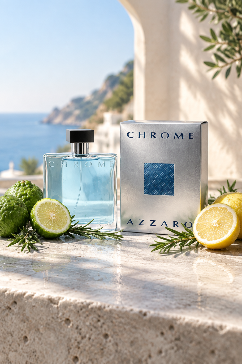 Azzaro Chrome Eau de Toilette - Fresh Aquatic Mens Cologne 3.4oz