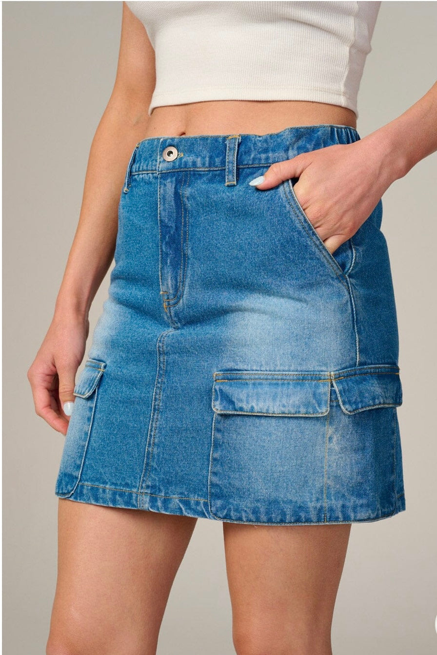 WASHED DENIM MINI SKIRT