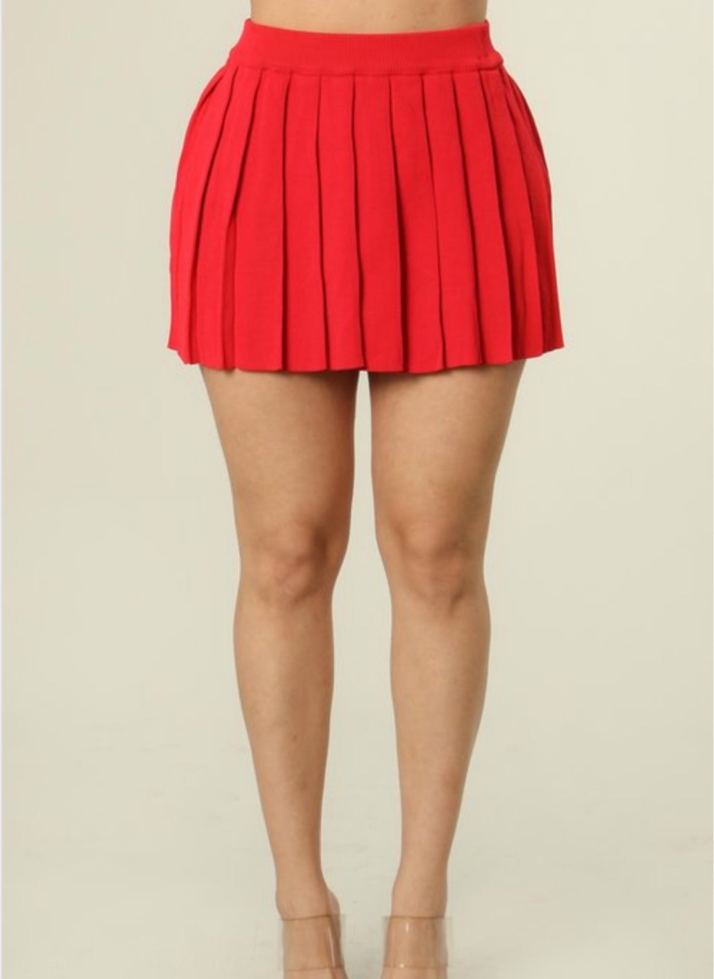 SOLID COLOR PATTERN PLEATED MINI SKIRT