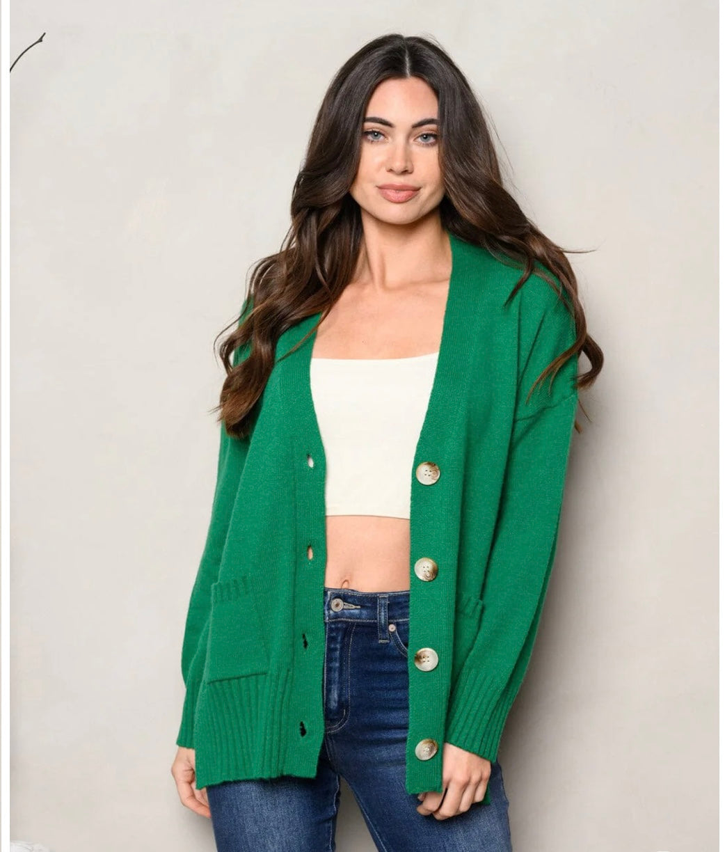 LONG SLEEVE BUTTON UP CARDIGAN