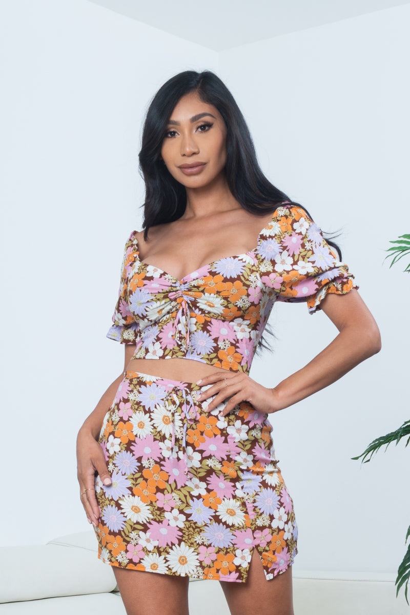 2 PC Set - Multi Color Floral Print