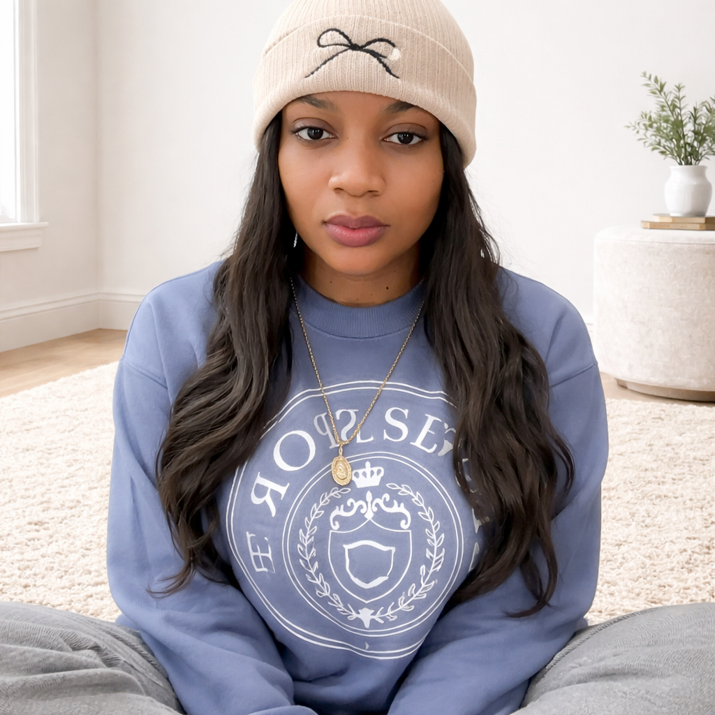 WOMEN'S BEANIE HAT with Bow embroideries