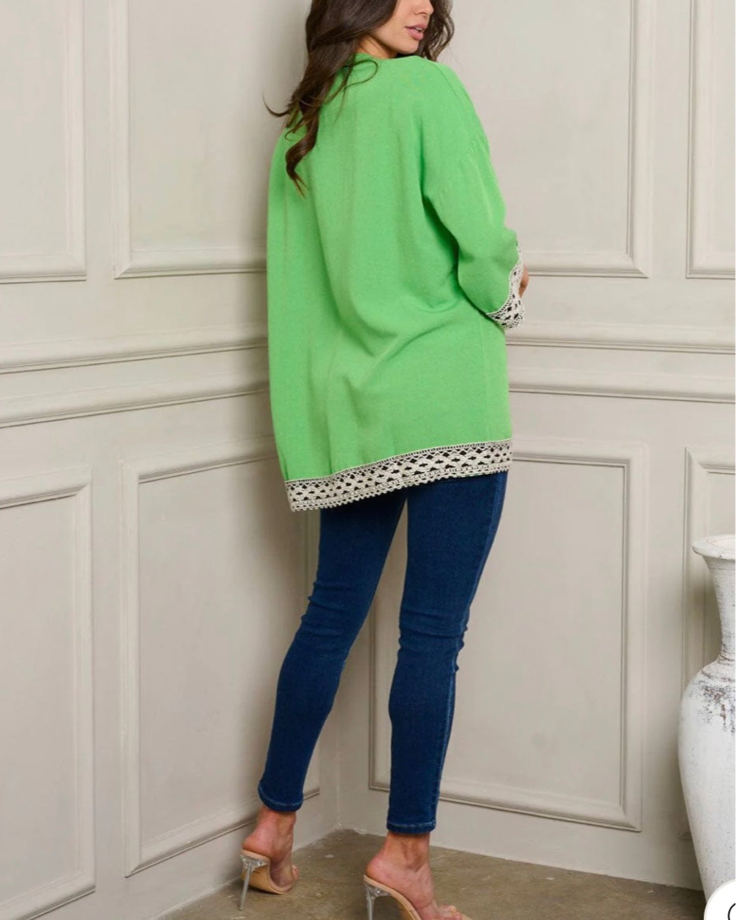 WOMEN'S SHORT SLEEVE OPEN FRONT DETAILED CARDIGAN