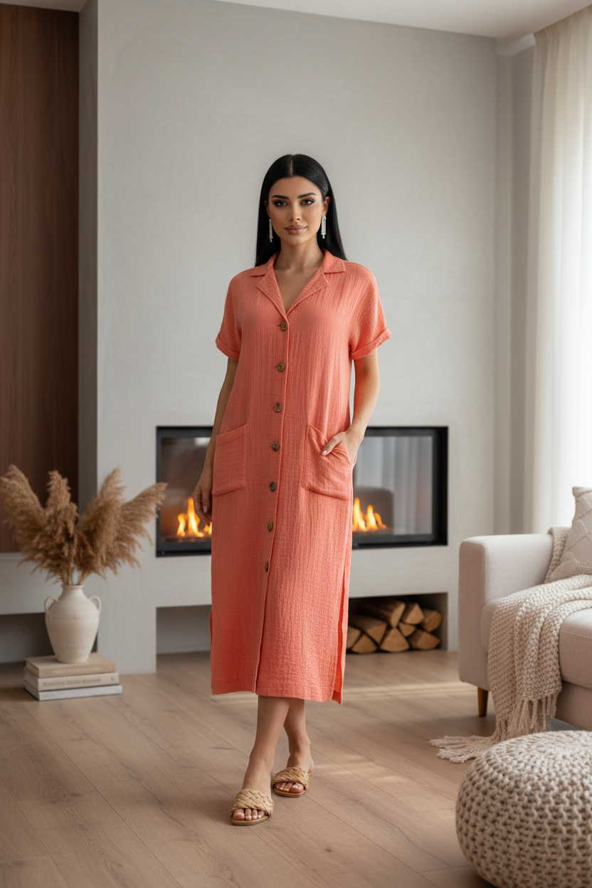 Springtime POCKETS WASHED MIDI DRESS