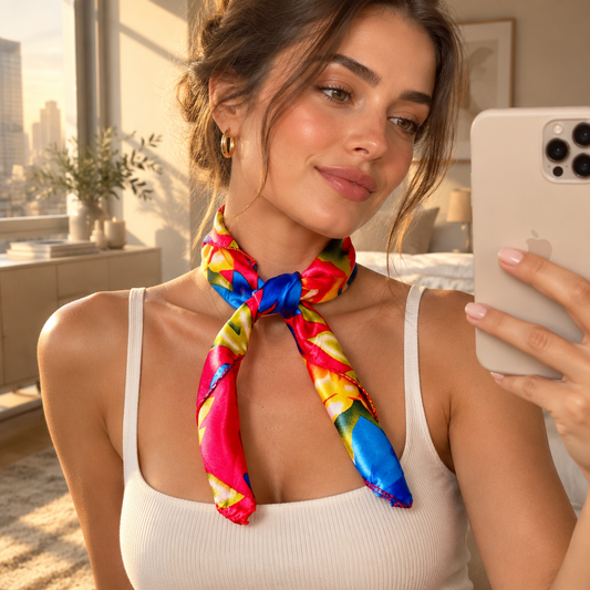 FASHION ASSORTED COLORS FLORAL SATIN SCARF