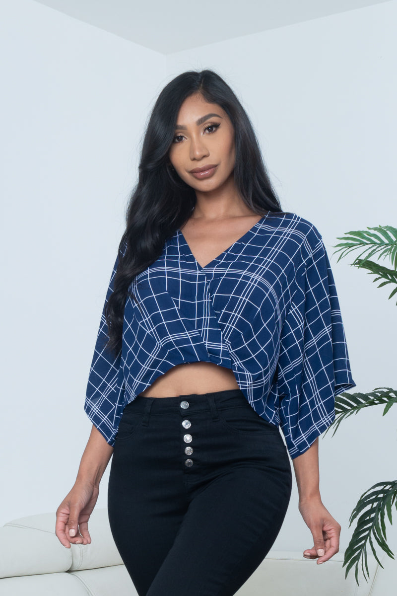 Window Pane Plaid Chiffon Top