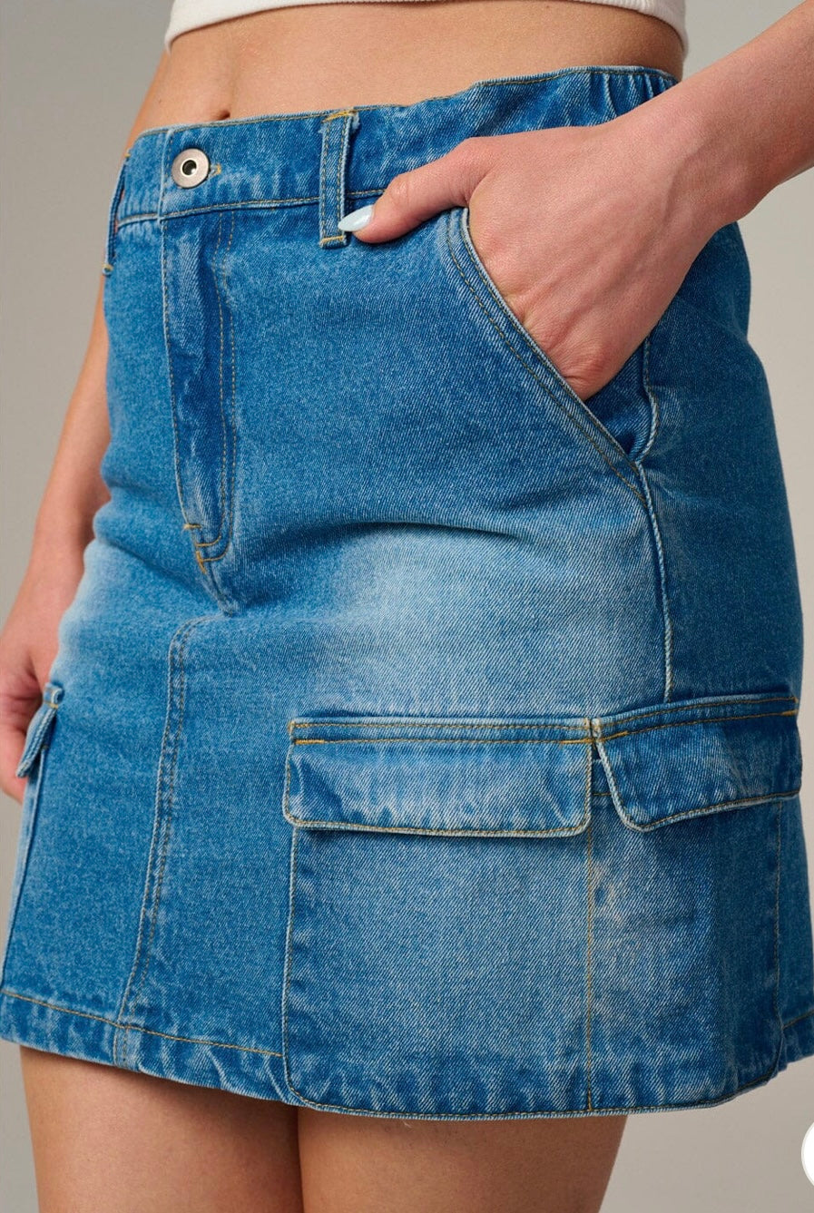 WASHED DENIM MINI SKIRT