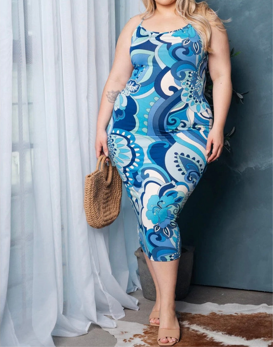 Plus size cross back spaghetti Dress