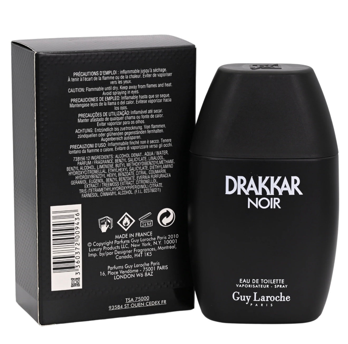 Drakkar Noir By Guy Laroche - Iconic Designer Fragrance - Intense & Powerful Eau de Toilette spray 3.4oz