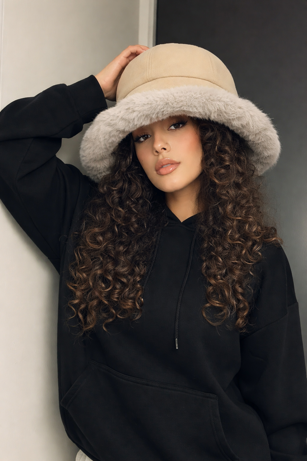 Fuzzy Trim Bucket Hat