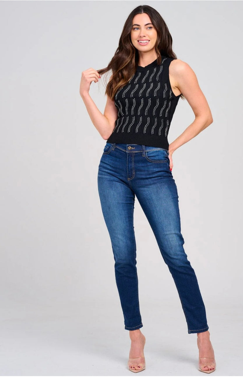 Shine bright STUDS DETAILED TANK TOP