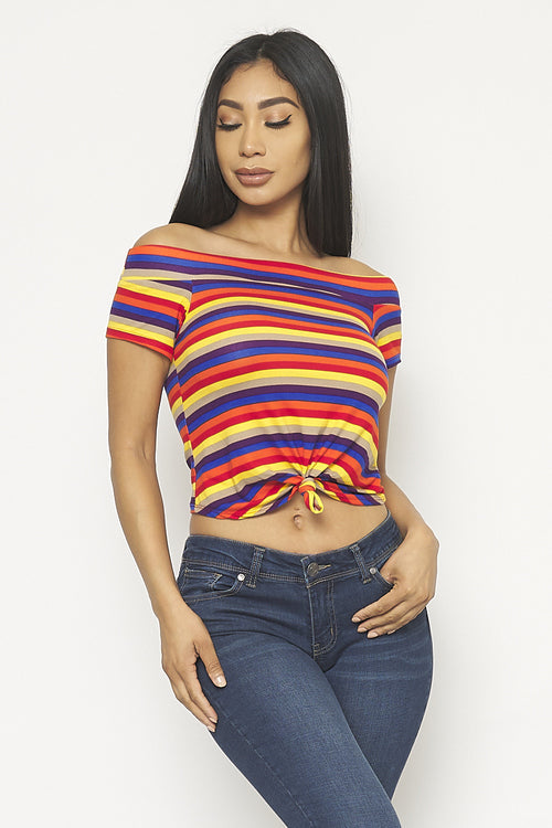 Share:     
Multi Color Stripe Off Shoulder Crop Top