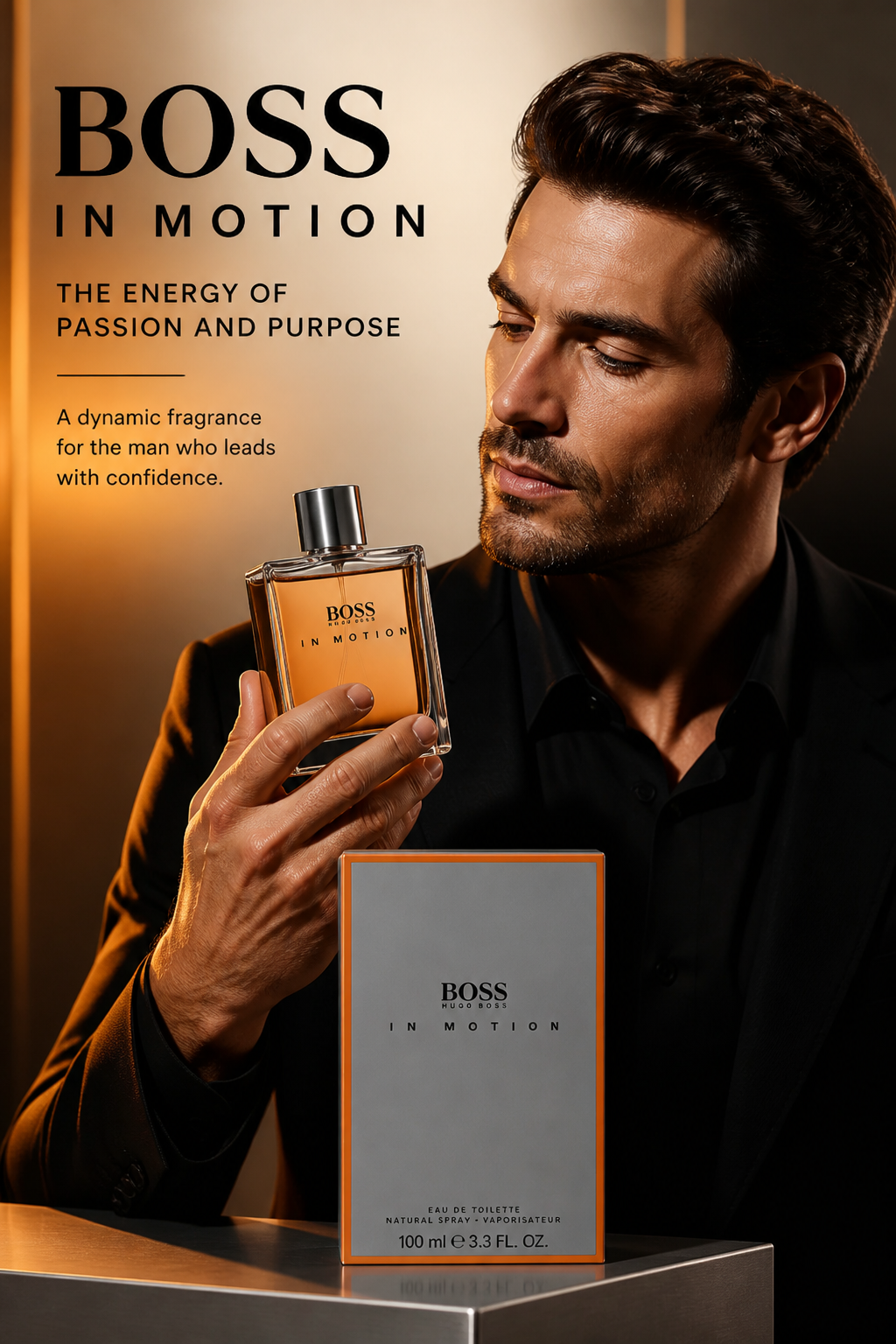 Hugo Boss In Motion Eau de Toilette for Men - Notes of Cinnamon, Cardamon and Nutmeg 3.3oz