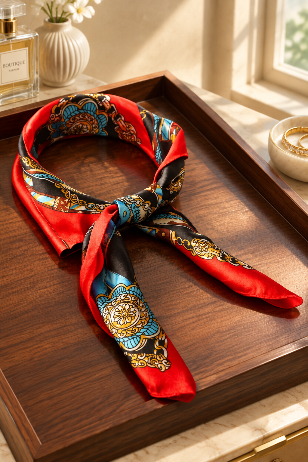 FASHION ASSORTED COLORS MULTI PRINT SATIN SCARFS