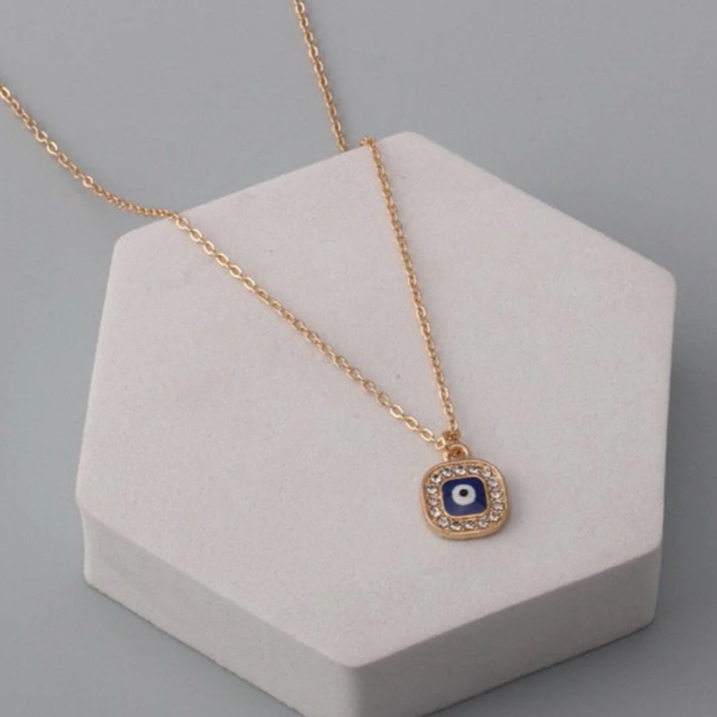 GOLD & SILVER STONE EVIL EYE NECKLACE