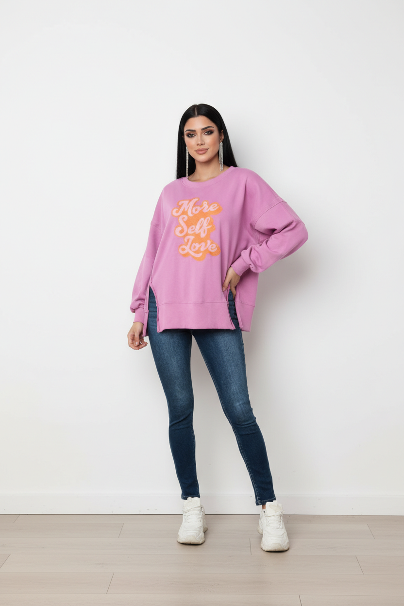 WOMEN'S LONG SLEEVE EMBROIDERY GRAPHIC DETAILED SWEATER
