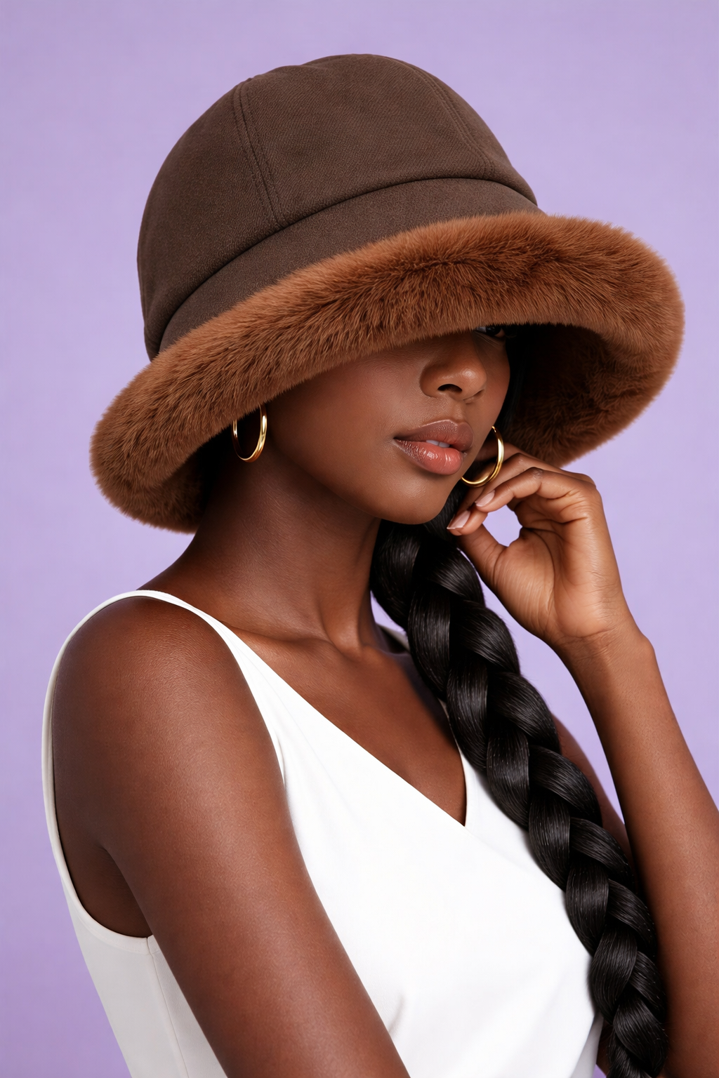 Fuzzy Trim Bucket Hat