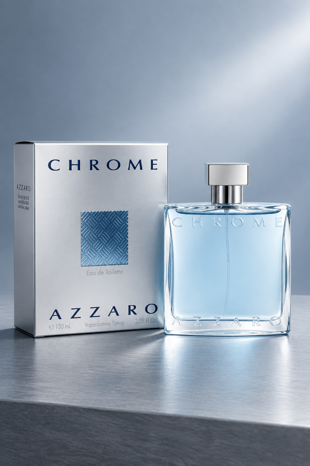 Azzaro Chrome Eau de Toilette - Fresh Aquatic Mens Cologne 3.4oz