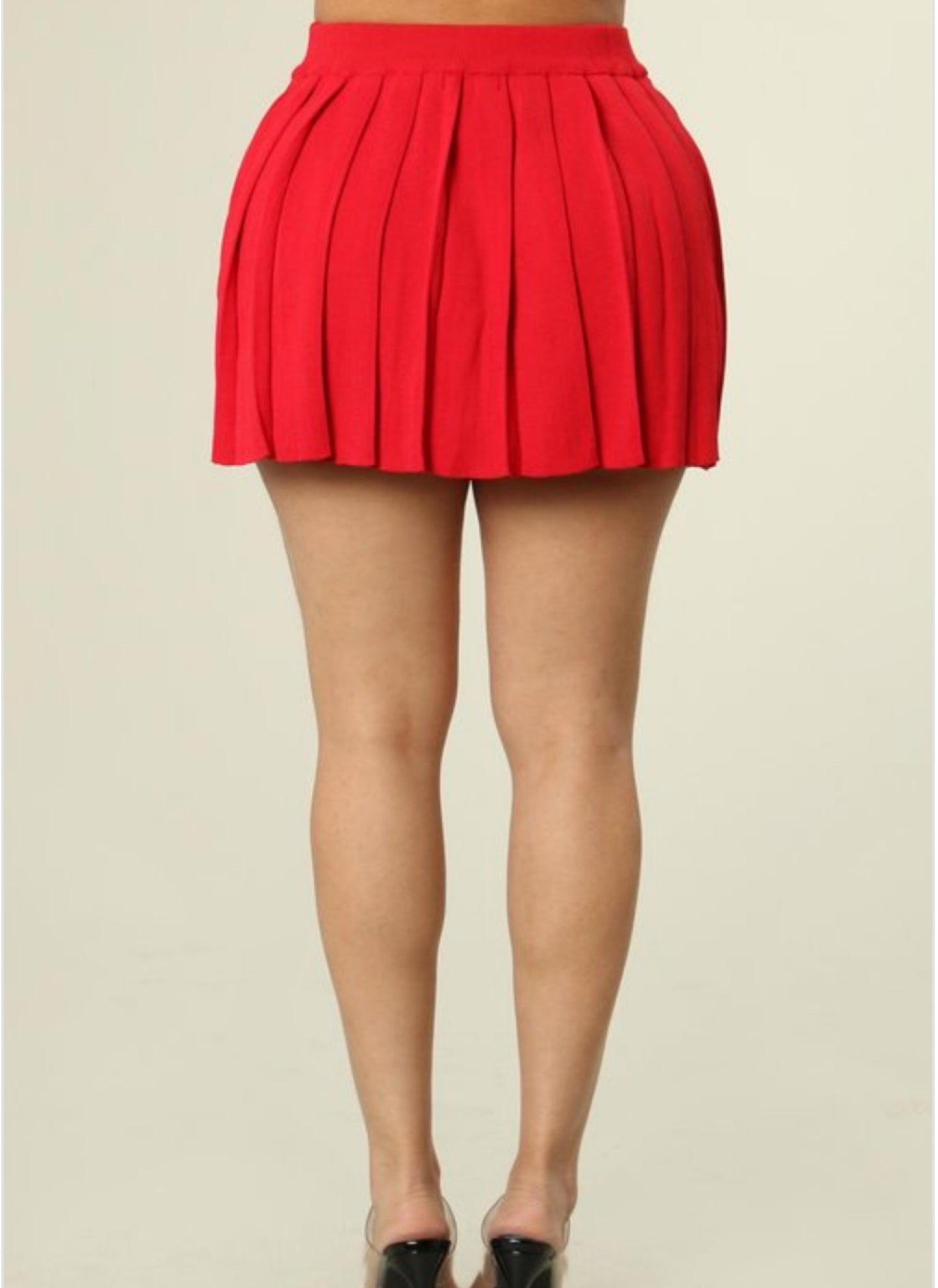 SOLID COLOR PATTERN PLEATED MINI SKIRT