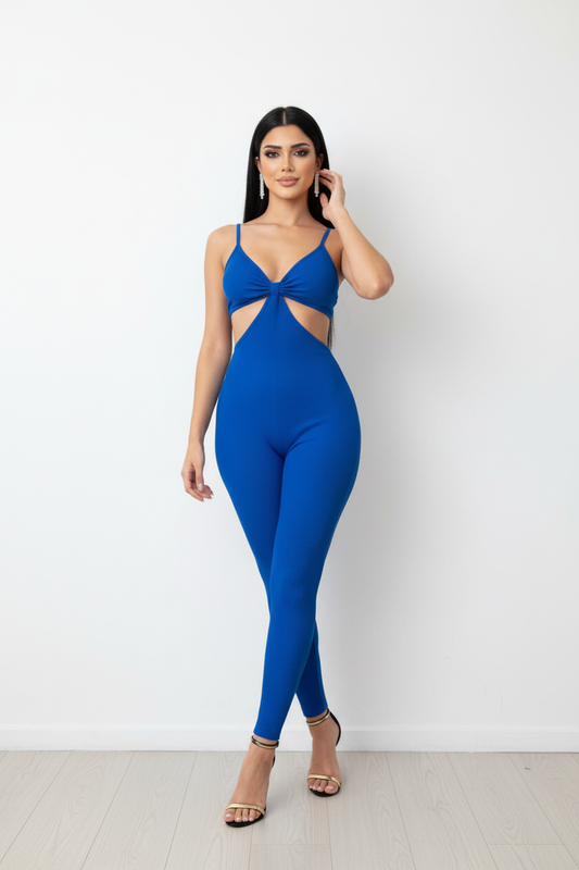 Crush Jumpsuit with Cut Out Back and Front