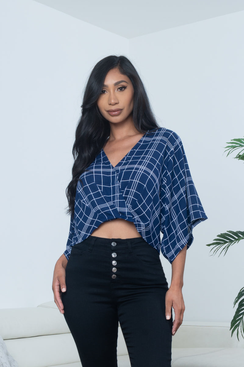 Window Pane Plaid Chiffon Top