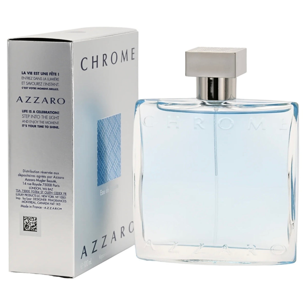 Azzaro Chrome Eau de Toilette - Fresh Aquatic Mens Cologne 3.4oz
