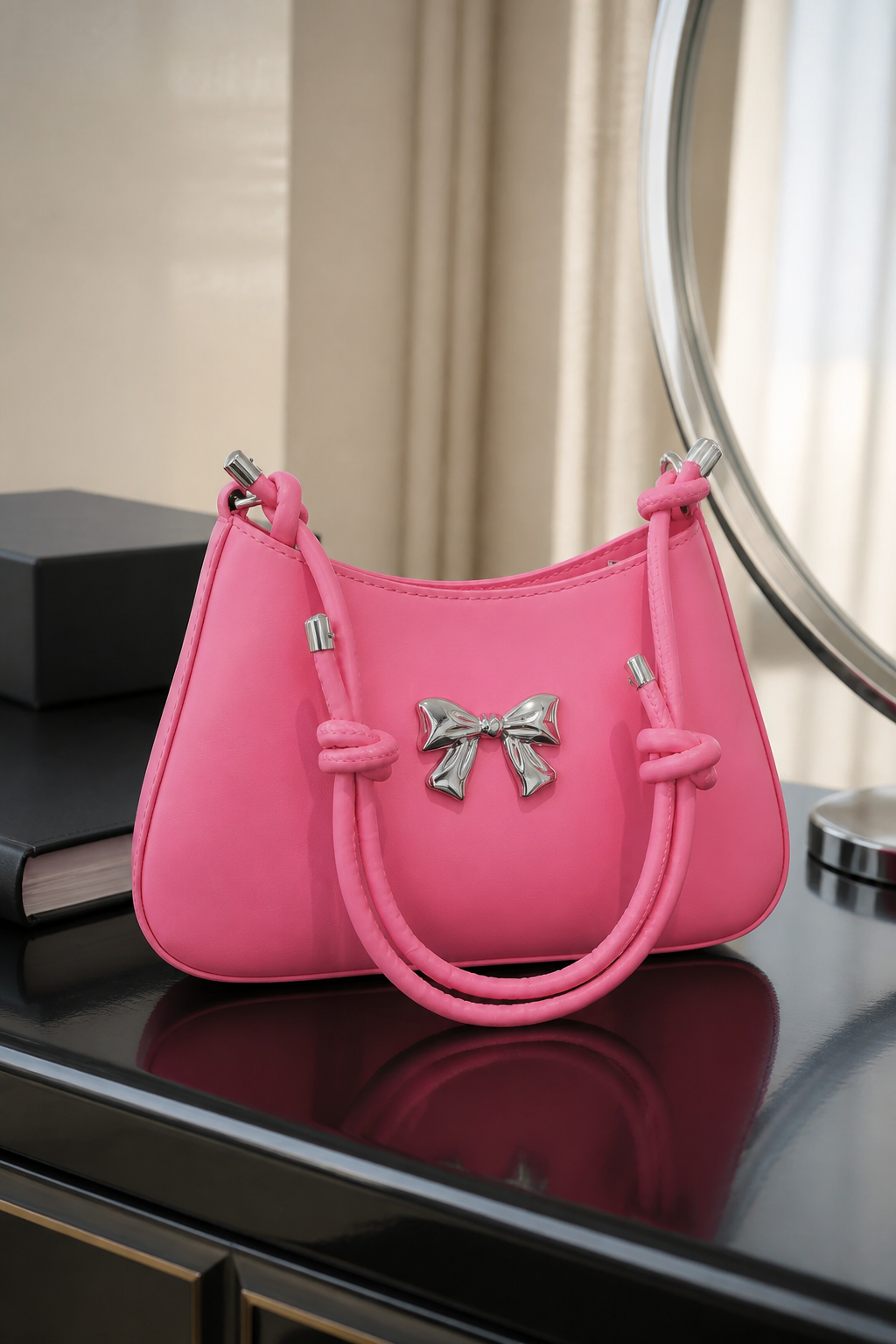 Bow knotted strap bag
