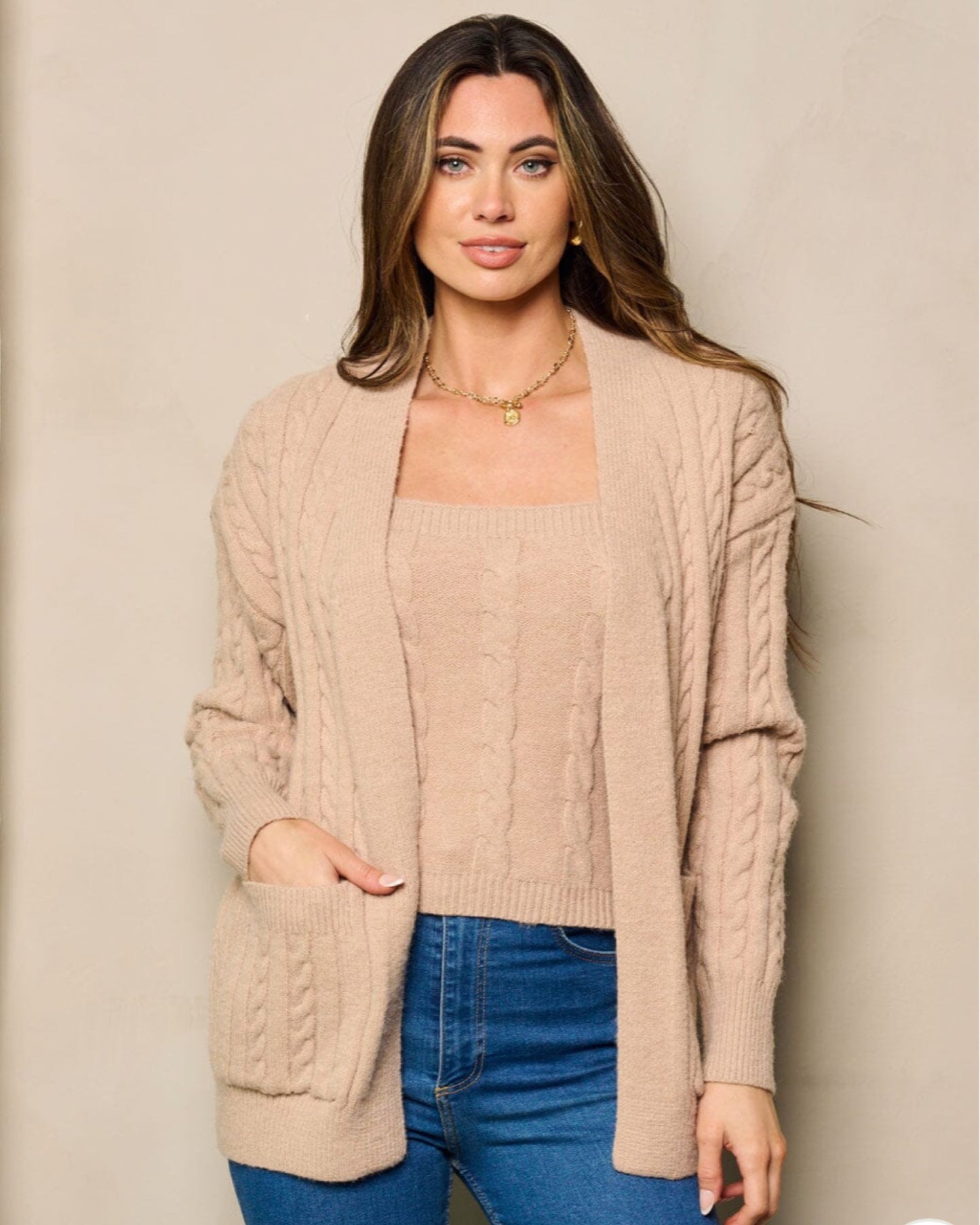 LONG SLEEVE 2PC. SET TANK TOP & CARDIGAN