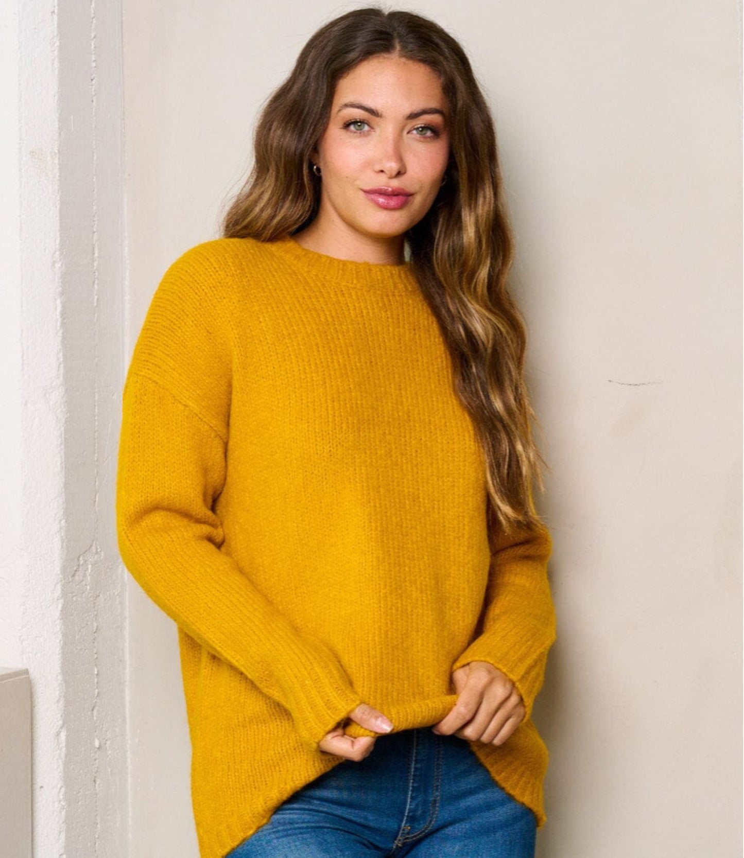 LONG SLEEVE SOLID KNIT SWEATER