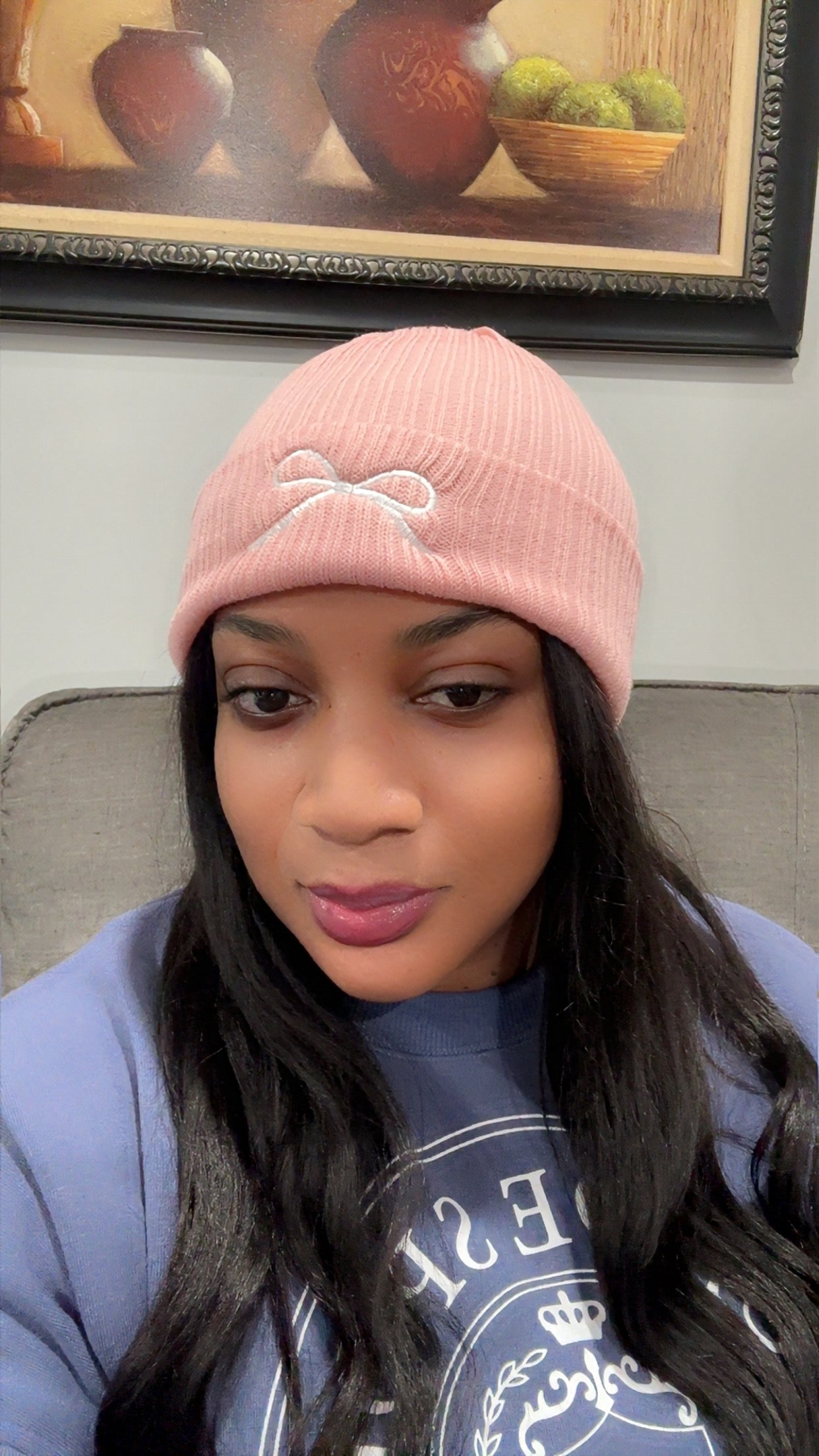 WOMEN'S BEANIE HAT with Bow embroideries