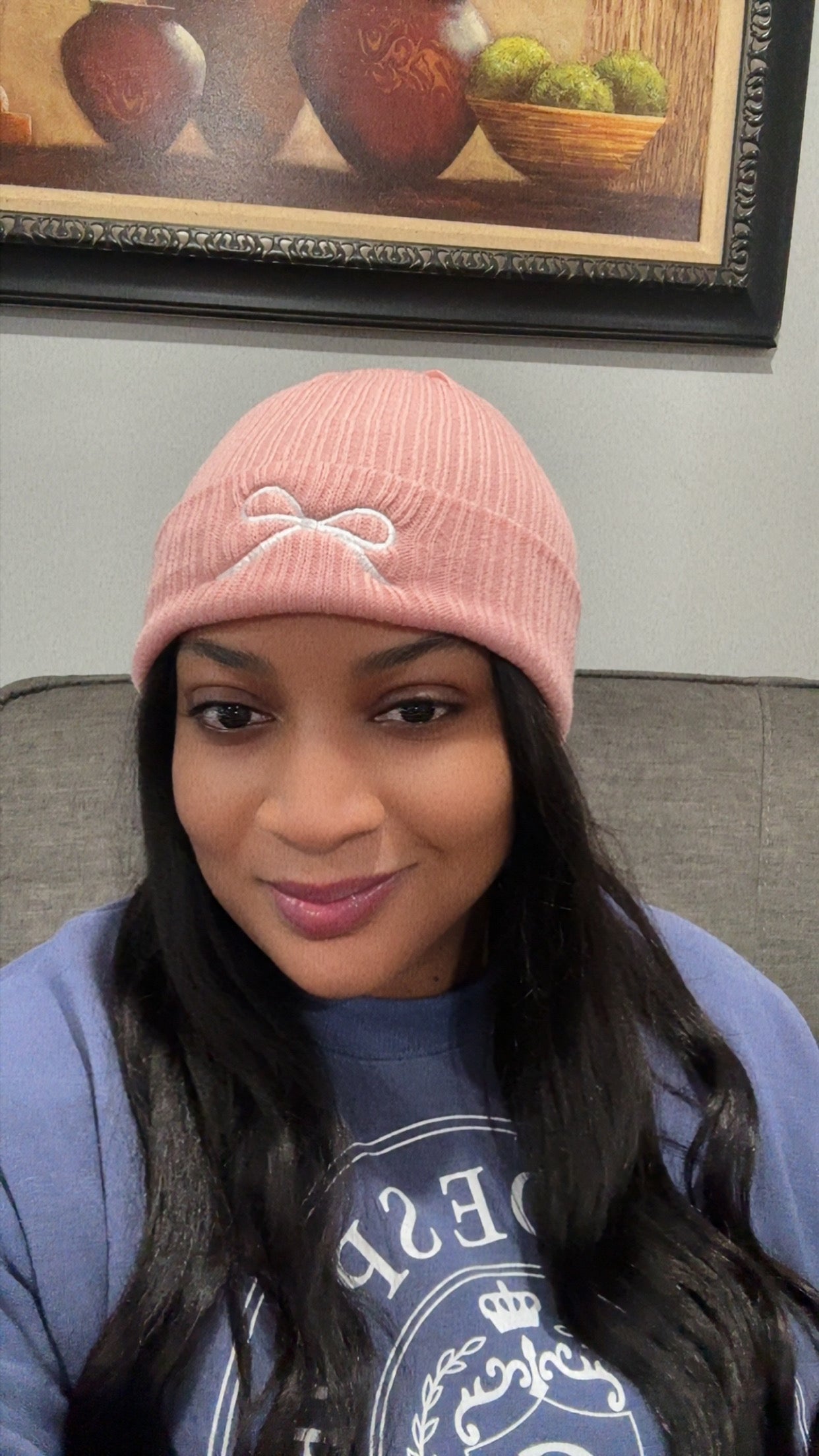 WOMEN'S BEANIE HAT with Bow embroideries