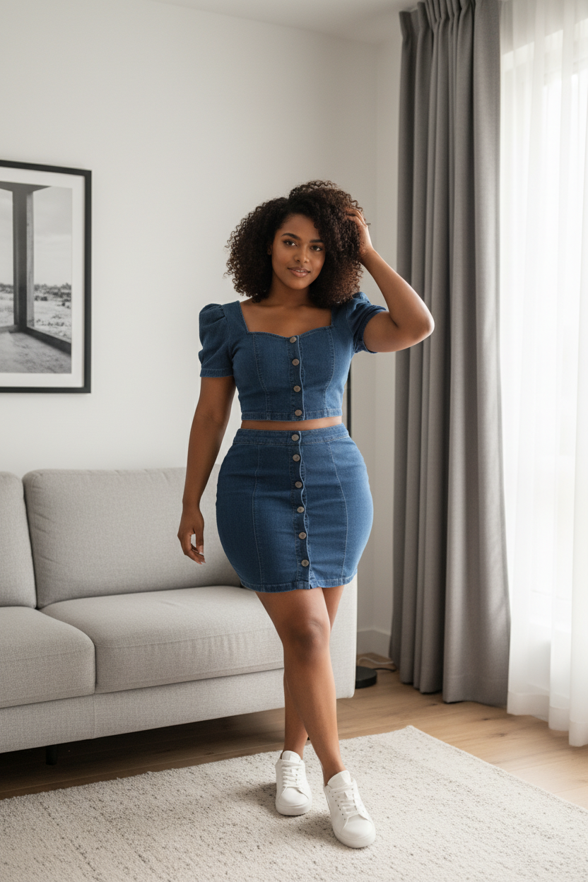 Roxy Denim Skirt set with